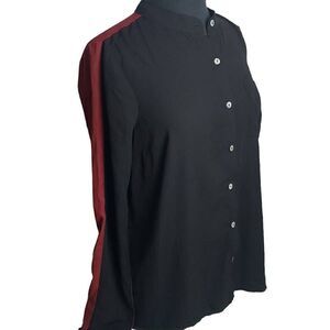 Charming Charlie Black and Maroon Button Down Long Sleeve Shirt